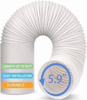 Jin&Bao Air Conditioner Vent Hose, Portable Exhaust Duct with 5.9’’ (6‘’) Diameter, Counterclockwise Rotation, Length up to 78 Inches, Universal Replacement AC Hoses