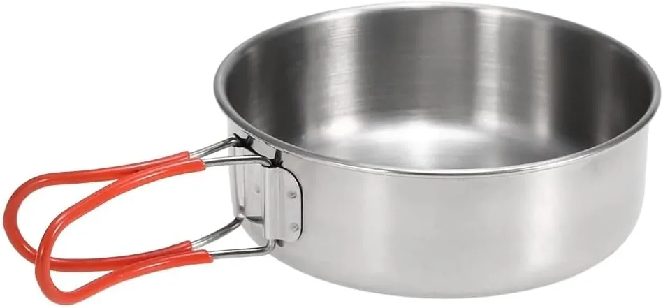 JSEIAJB Bowls with Foldable Handle Stainless Steel Bowl Dinner Plates Outdoor Camping Tableware Kitchen Dinner Lunch Food Container
