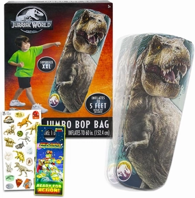 Jurassic World Bop Bag for Kids - Bundle with Jurassic World Punching Bag for Outdoor Play Plus Stickers, More | Jurassic Park Punching Bag Set