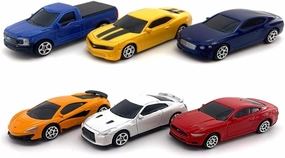 Just For Laughs 6 Diecast Metal Cars, 1:64 Scale Mini Car Set, Officially Licensed Ford F-150, Bentley Continental GT, Chevrolet Camaro, Ford Mustang 2015, McLaren 600LT, Nissan GT-R (R35)