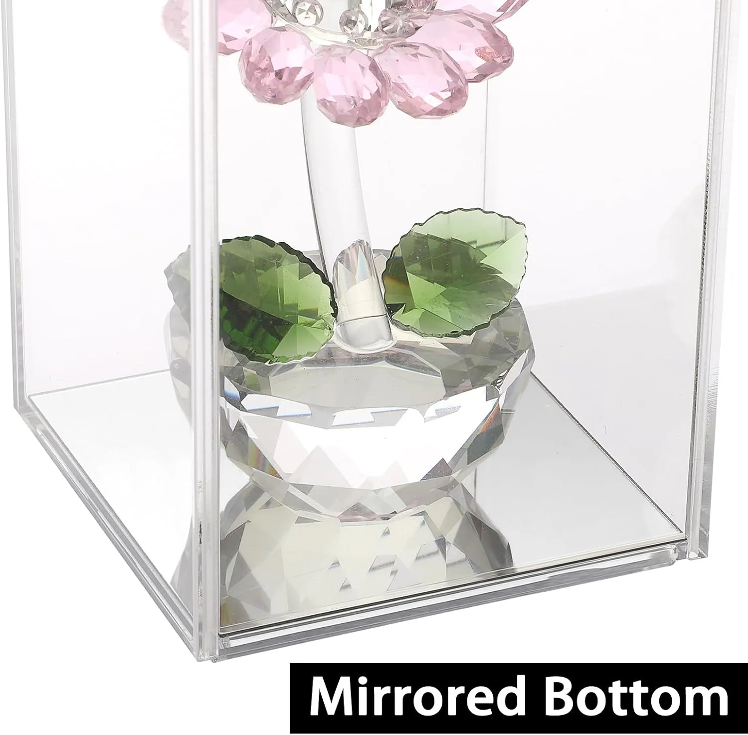 JUXYES Pack of 2 Clear Acrylic Display Case with Sliding Door for Mini Action Figures, Stackable Display Case Cube Small Showcase Free Standing Collectibles Protection Box, Mirrored Bottom