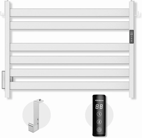 K&KALONZO Towel Warmer for Bathroom, Wall-Mounted 6-Bar Heated Towel Rack with Built-in Timer, Waterproof Electric Towel Heater, Support Plug-in and Hardwired, Brushed, EL18M
