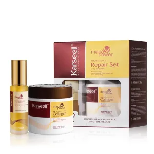 Karseell Collagen Hair Treatment Deep Repair Conditioning, Hair Mask Argan Oil Set for Dry Damaged Hair All Hair Types 16.9floz   1.69floz