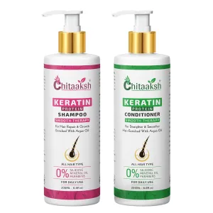 Keratin Protein Shampoo (200 ML) & Conditioner (200 Ml) Set – Hair Repair, Growth & Smoothening – Enriched with Argan Oil for Stronger, Straighter & Healthier Hair