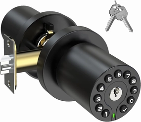 Keypad Door Knob with Key, Keyless Code Entry Lock, Auto Lock, 50 User Code, Easy to Install, for Home ,Office, Hotel, Bedroom, Garage, No Deadbolt