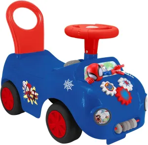 Kiddieland Disney Lights 'N' Sounds: Spidey and His Amazing Friends Web Racer Ride-On Kids Interactive Push Toy Car, Foot to Floor, Toddlers, Ages 12-36 Months