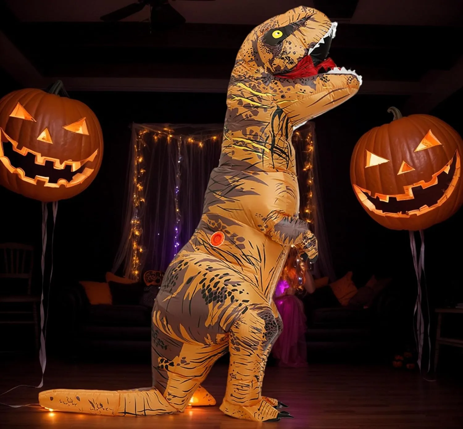 Kids Inflatable T-Rex Dinosaur Costume, Blow Up Dino Costume for Boys & Girls, Halloween