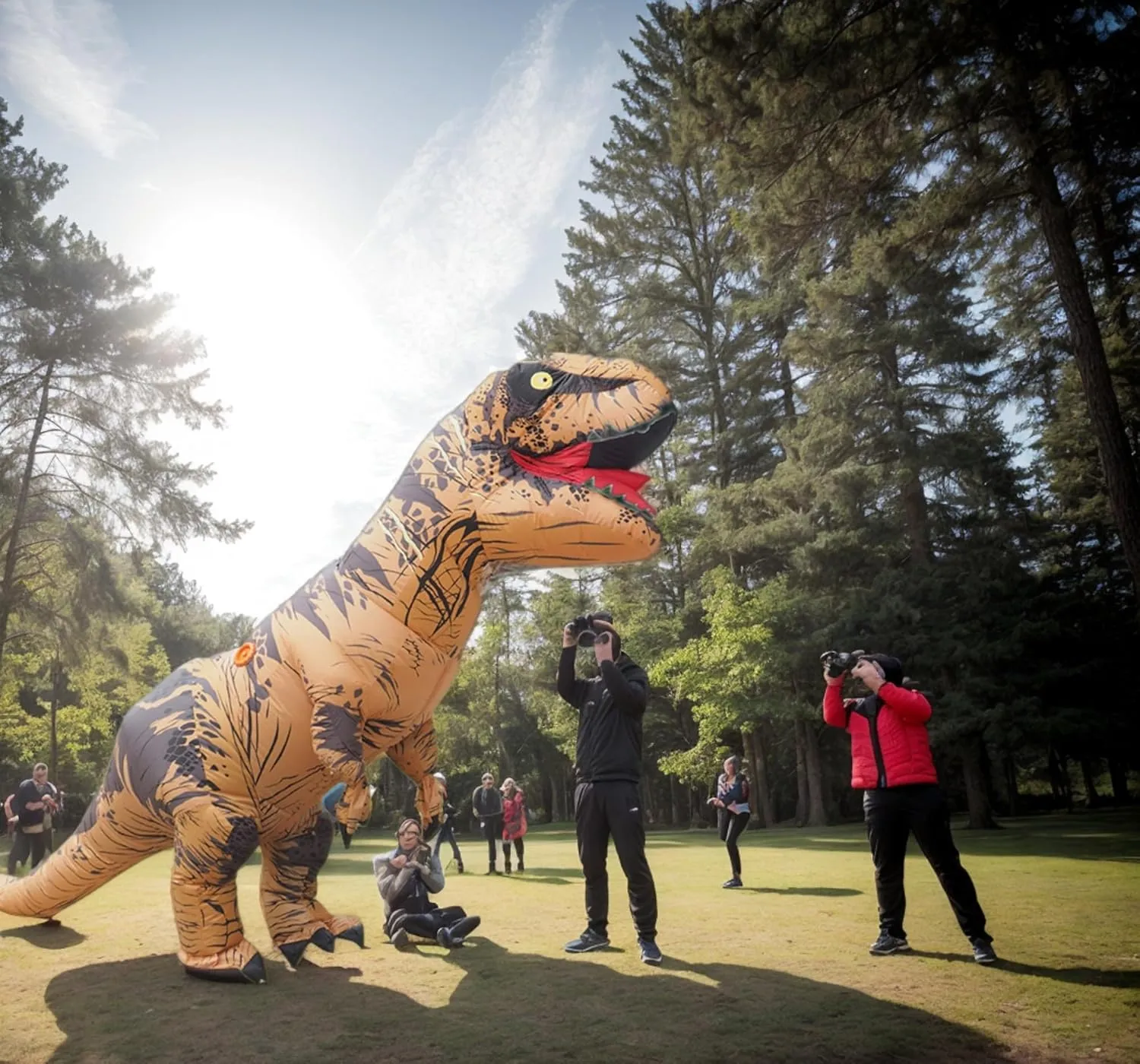 Kids Inflatable T-Rex Dinosaur Costume, Blow Up Dino Costume for Boys & Girls, Halloween