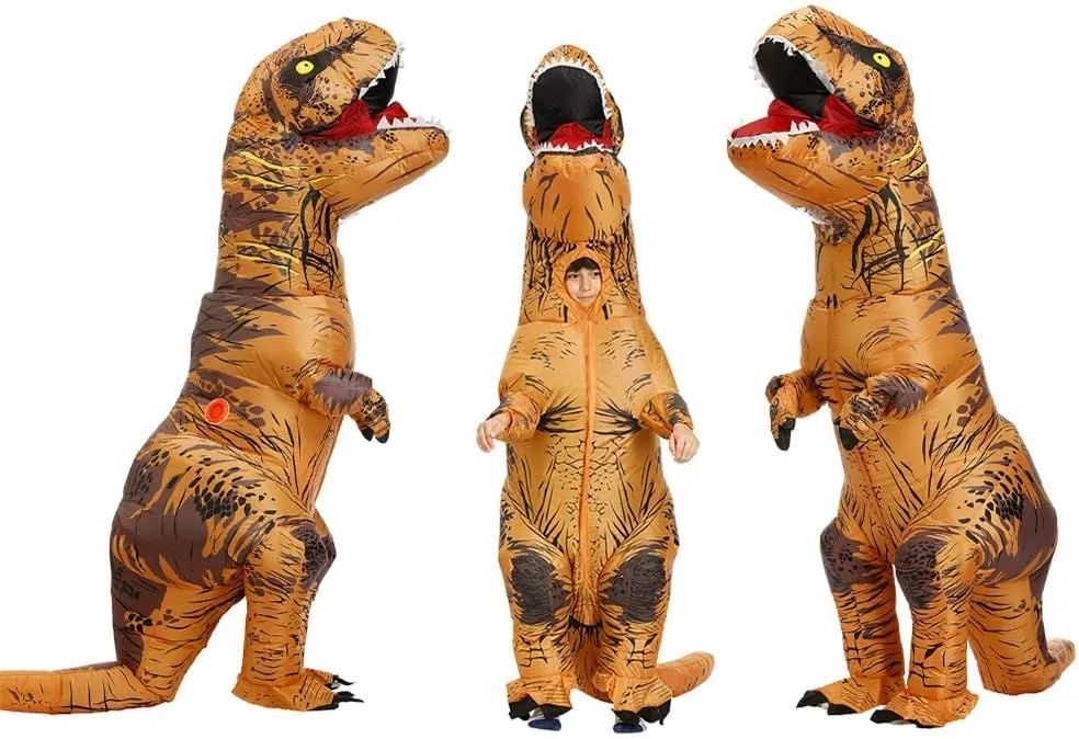 Kids Inflatable T-Rex Dinosaur Costume, Blow Up Dino Costume for Boys & Girls, Halloween