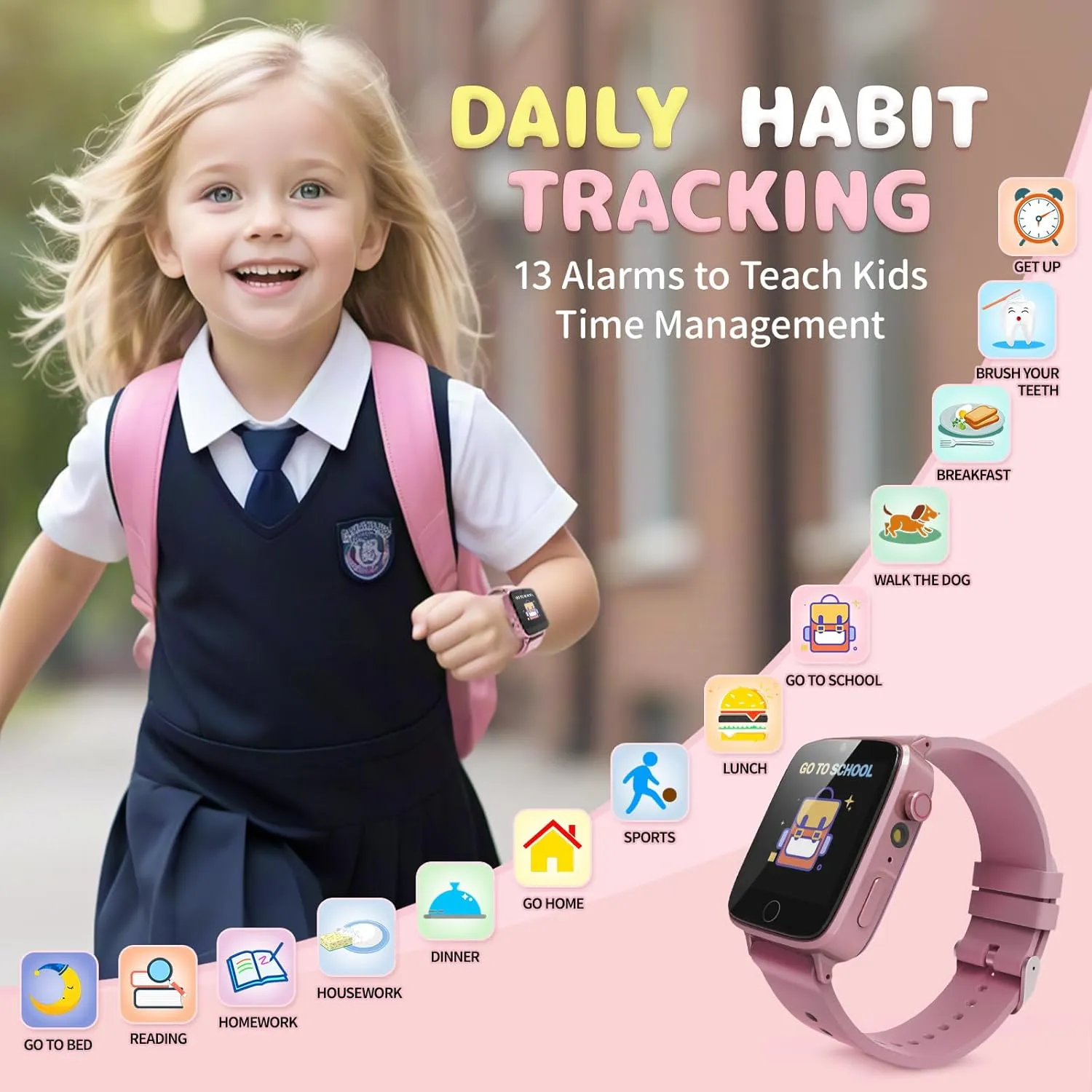 Kids Watches for Girls Toys Age 4-12, ZUODUN Smart Watch for Kids with Camera, 26 Puzzle Games, Alarm Clock, Pedometer, Audiobook, Learn Card, Toddler Watch Birthday Gift for 8 9 10 Year Old Girl