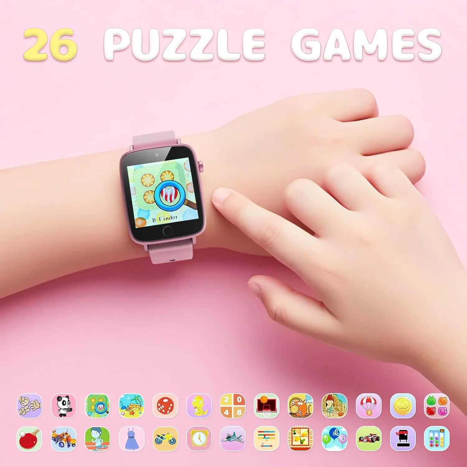 Kids Watches for Girls Toys Age 4-12, ZUODUN Smart Watch for Kids with Camera, 26 Puzzle Games, Alarm Clock, Pedometer, Audiobook, Learn Card, Toddler Watch Birthday Gift for 8 9 10 Year Old Girl