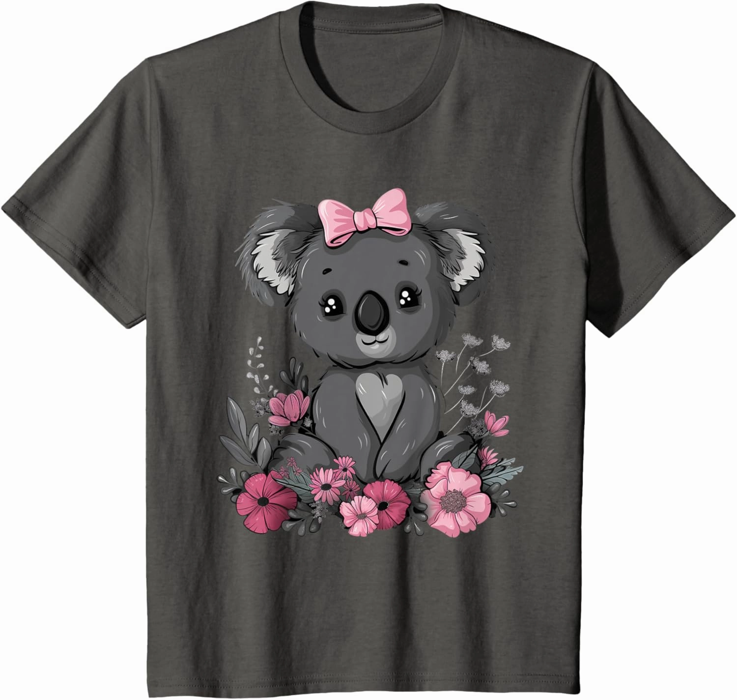Kids Koala Cute Kawaii Koala Bear Pink Bow Flowers Girls Kids T-Shirt