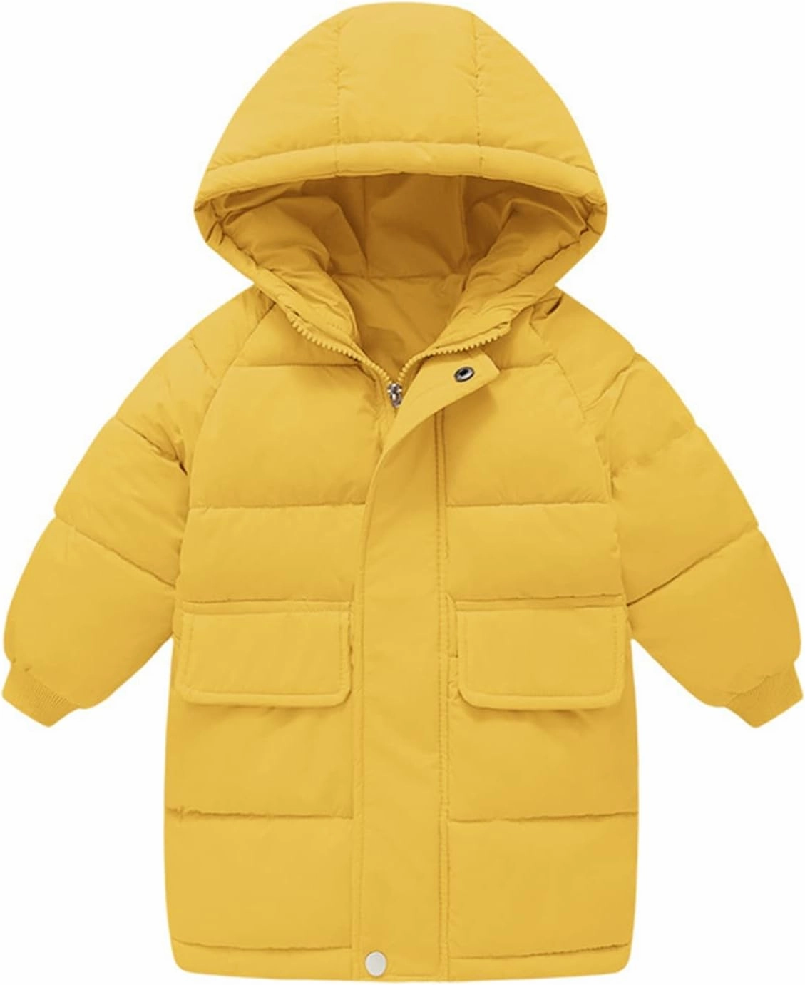 Kids Long Heavyweight Hooded Puffer Jacket Boys Girls Winter Coat Windproof Down Jacket Solid Toddler Warm Outerwear