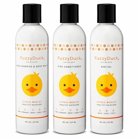 Kids Shampoo   Body Wash, Conditioner and Hair Gel Set (8oz each) for All Hair Types, Moisturizer with Aloe, Sea Botanicals & Honey to Reduce Frizz, Increase Moisture & Manageability for Smooth, Silky Hair - Citrus Medley