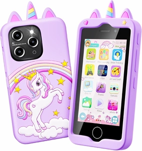 Kids Smart Phone for Girls, 4.0" Touchscreen Learning Music Puzzle-games Toddler Phone for Kids Ages 3-9, Dual Camera，Built-in 8G SD Card Kids Phone Toy, Birthday Gifts for Kids Cell Phone Toy, Purple