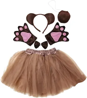 Kirei Sui Kids Animal Costume Brown Bear Pig Black Cat Donkey Kangaroo Tiger Monkey Tutu Ear Headband Bowtie Tail Paws