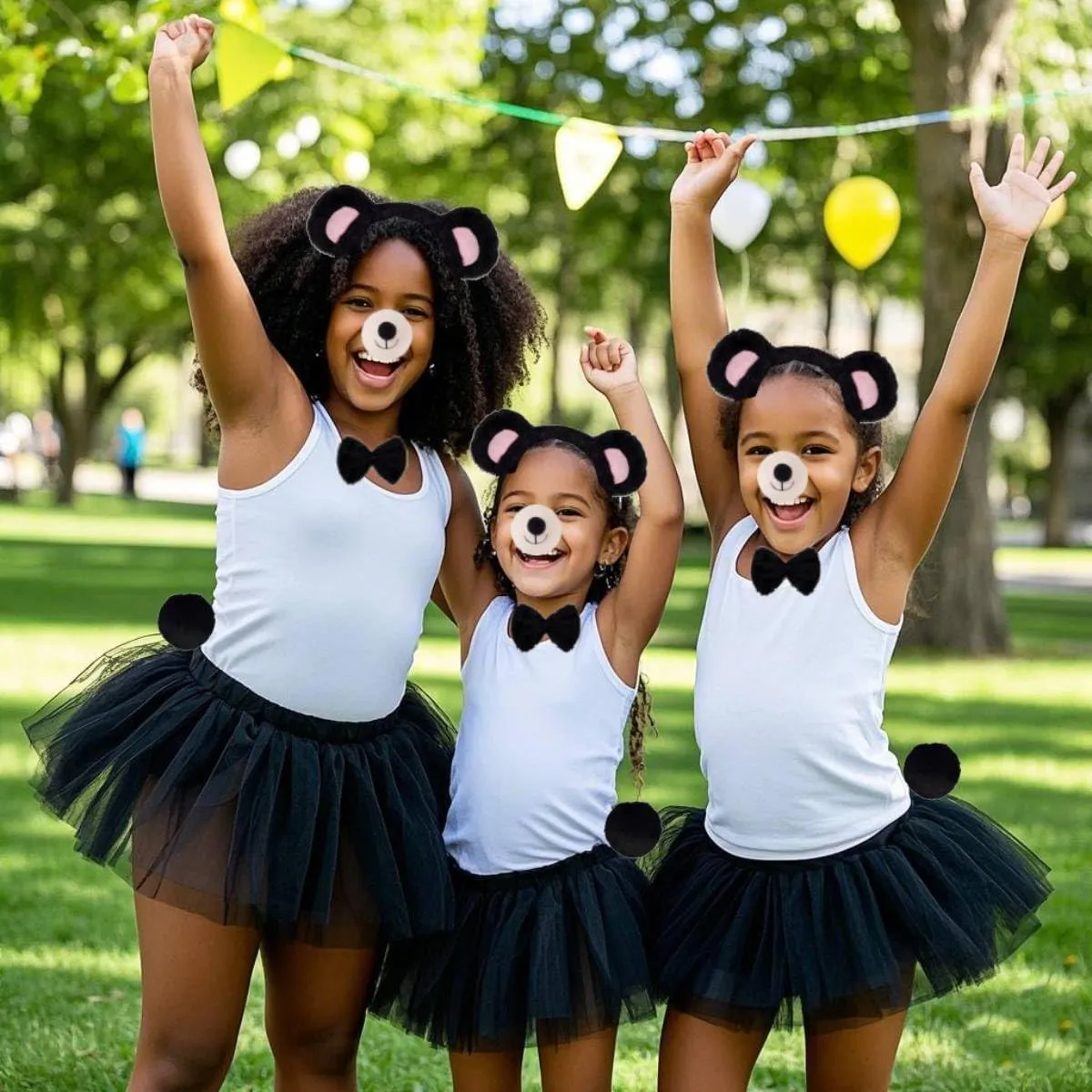 Kirei Sui Kids Funny Bear Costume Set with Ears Headband Bowtie Tail & Tutu Halloween Dress Up Set for Girls