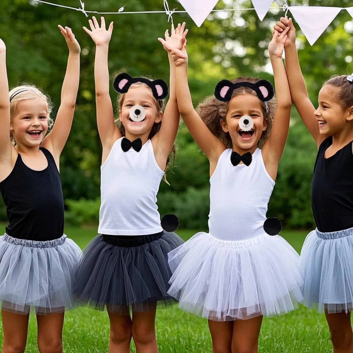 Kirei Sui Kids Funny Bear Costume Set with Ears Headband Bowtie Tail & Tutu Halloween Dress Up Set for Girls