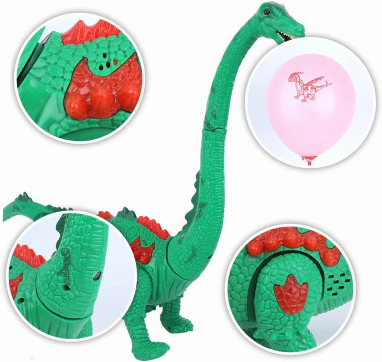 Kisangel Simulated Dinosaur Toy for Boy Girl Creative Electric -Necked Dinosaur Sound Effects Moveable Arms and -Laying Feature Educational Plaything for Parties Green No Battery