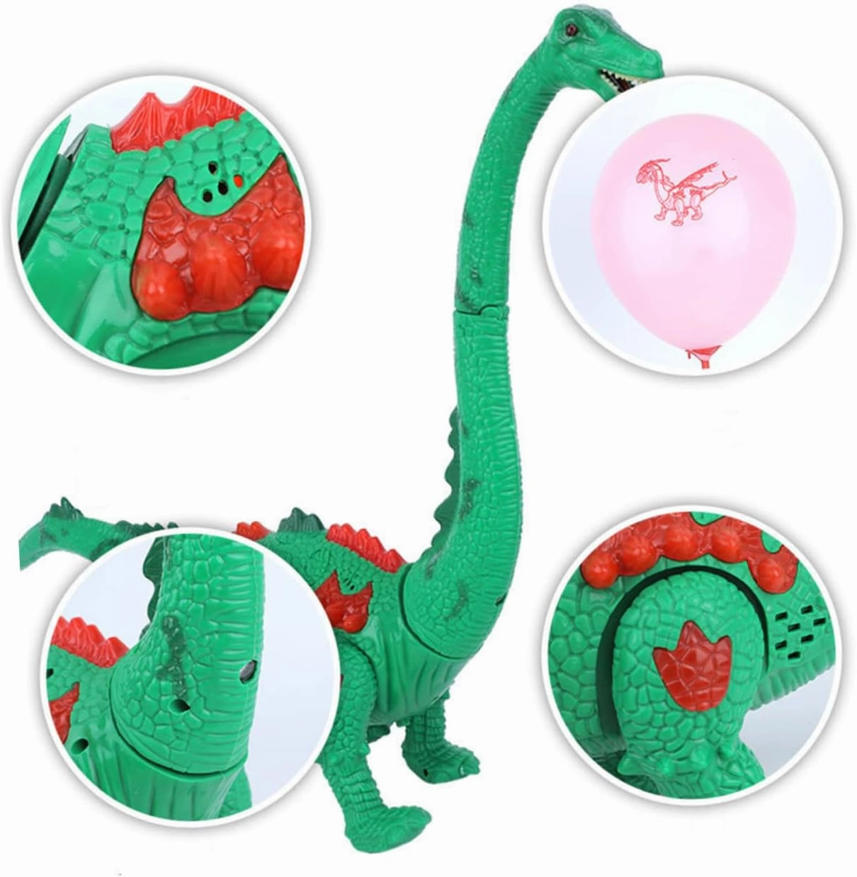 Kisangel Simulated Dinosaur Toy for Boy Girl Electric Neck Effects Moves Arms and Lays Eggs Educational Plaything for Birthday Parties Green No Battery Included