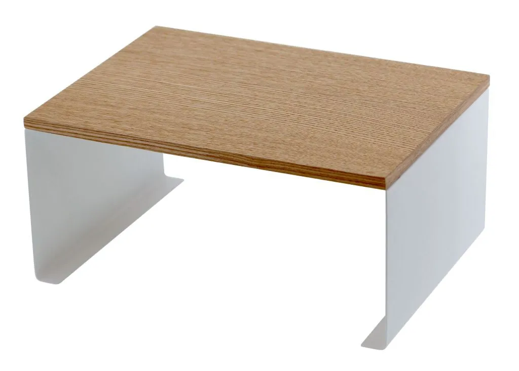 Kitchen rack L with wood top - Tosca - white