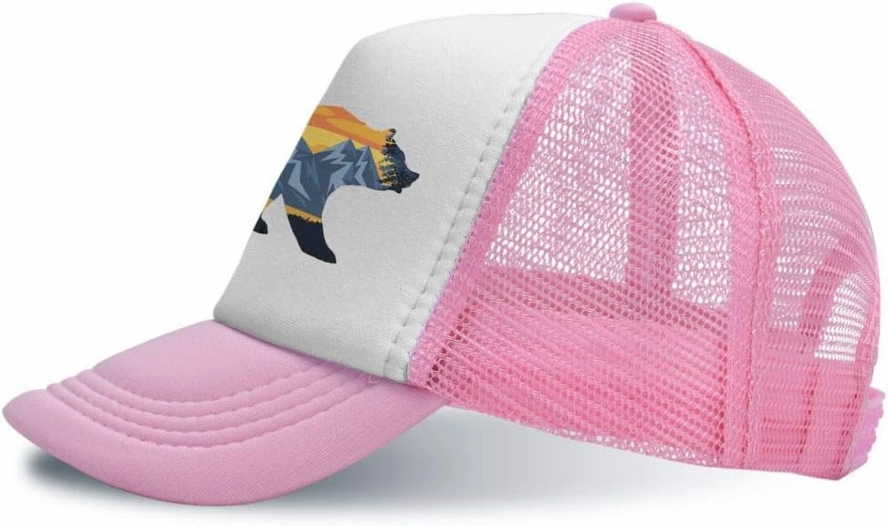 KKMKSHHG Bear Mountain Youth Adjustable Mesh Hats Baseball Trucker Cap for Boys and Girls