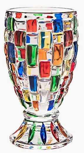 KNC Hand Painted Stained Glass Window Whiskey Tumblers,Lead-Free Crystal Colorful Drinking Glass Cups, Old Fashioned Glasses forDrinking Bourbon, Scotch Whisky, Cocktails, Cognac (Classic Weave)
