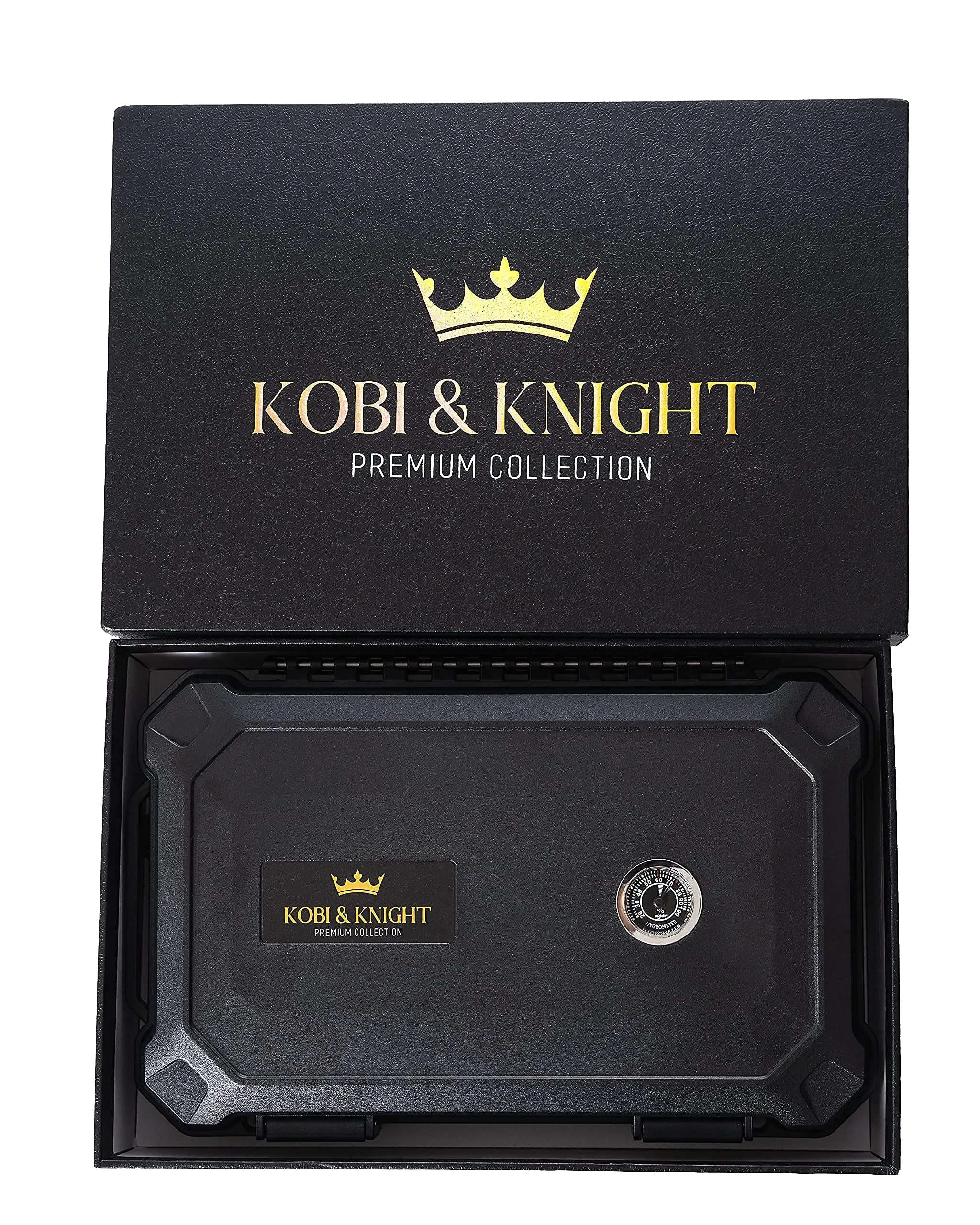 Kobi & Knight Travel Cigar Humidor with Hygrometer - Case for 6 x 8-Inch Cigars -Waterproof Dustproof Portable Cigar - Shockproof Humidor Kit - Cigar Aficionados Accessories - Cigars Gift Set for Men