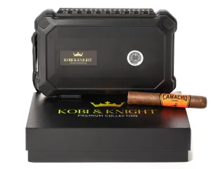 Kobi & Knight Travel Cigar Humidor with Hygrometer - Case for 6 x 8-Inch Cigars -Waterproof Dustproof Portable Cigar - Shockproof Humidor Kit - Cigar Aficionados Accessories - Cigars Gift Set for Men