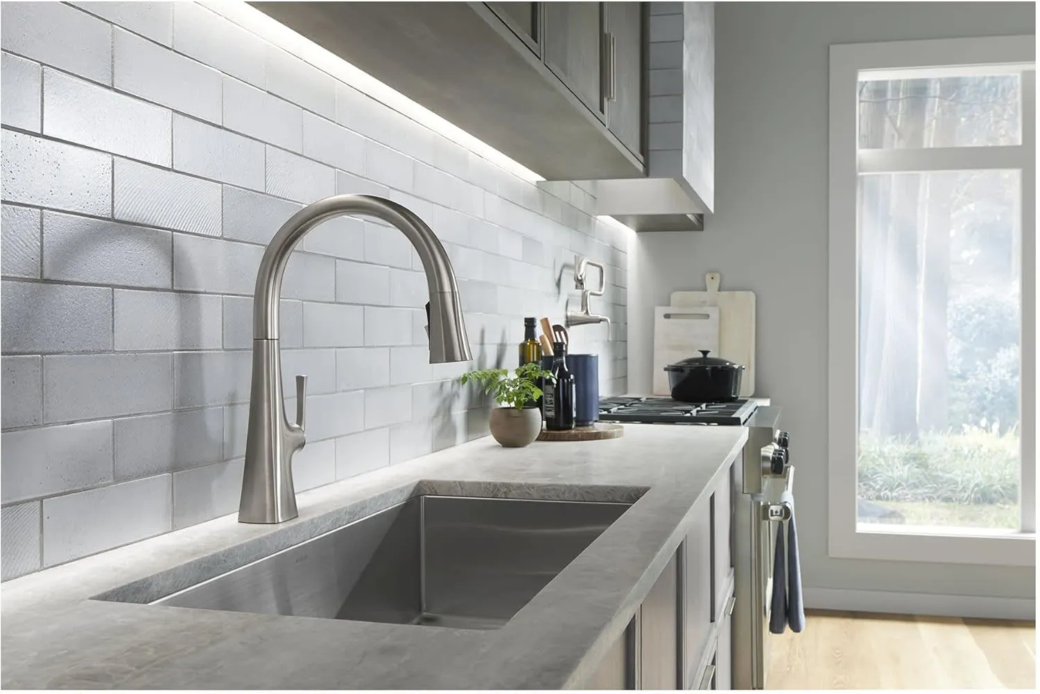 Kohler 22068-WB-CP Graze Touchless Smart Voice Control, Kitchen Sink Faucet Konnect, Polished Chrome
