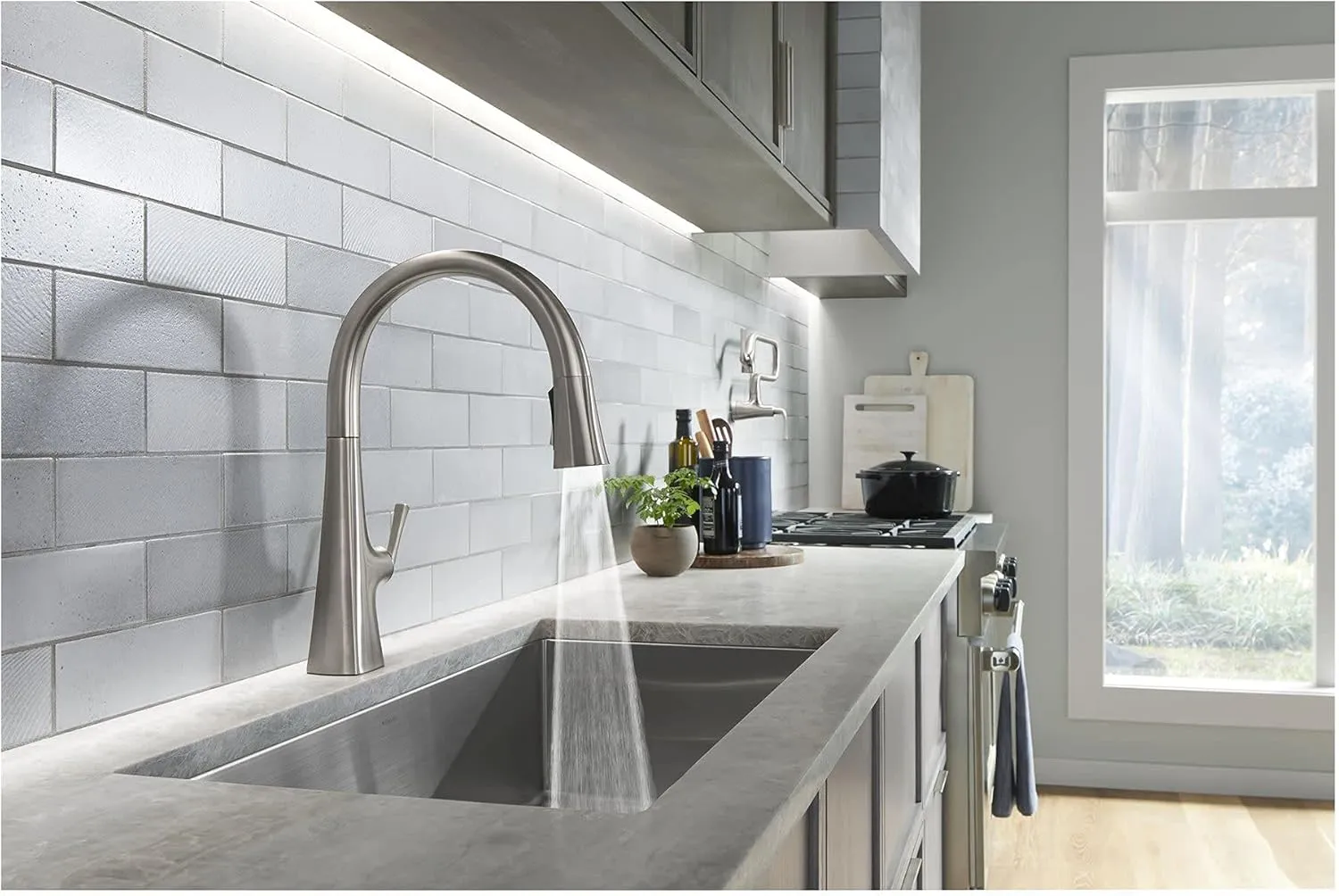 Kohler 22068-WB-CP Graze Touchless Smart Voice Control, Kitchen Sink Faucet Konnect, Polished Chrome