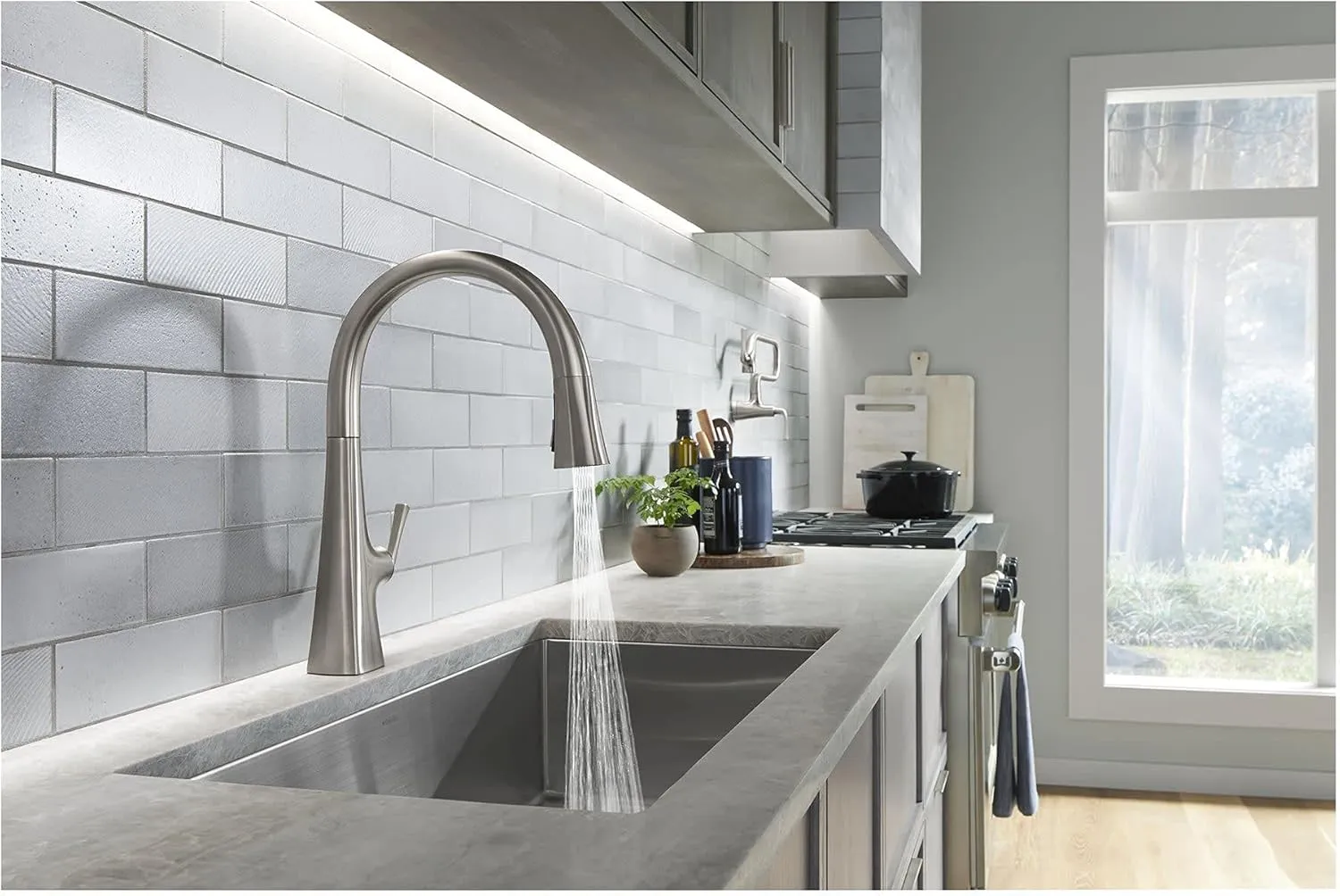 Kohler 22068-WB-CP Graze Touchless Smart Voice Control, Kitchen Sink Faucet Konnect, Polished Chrome