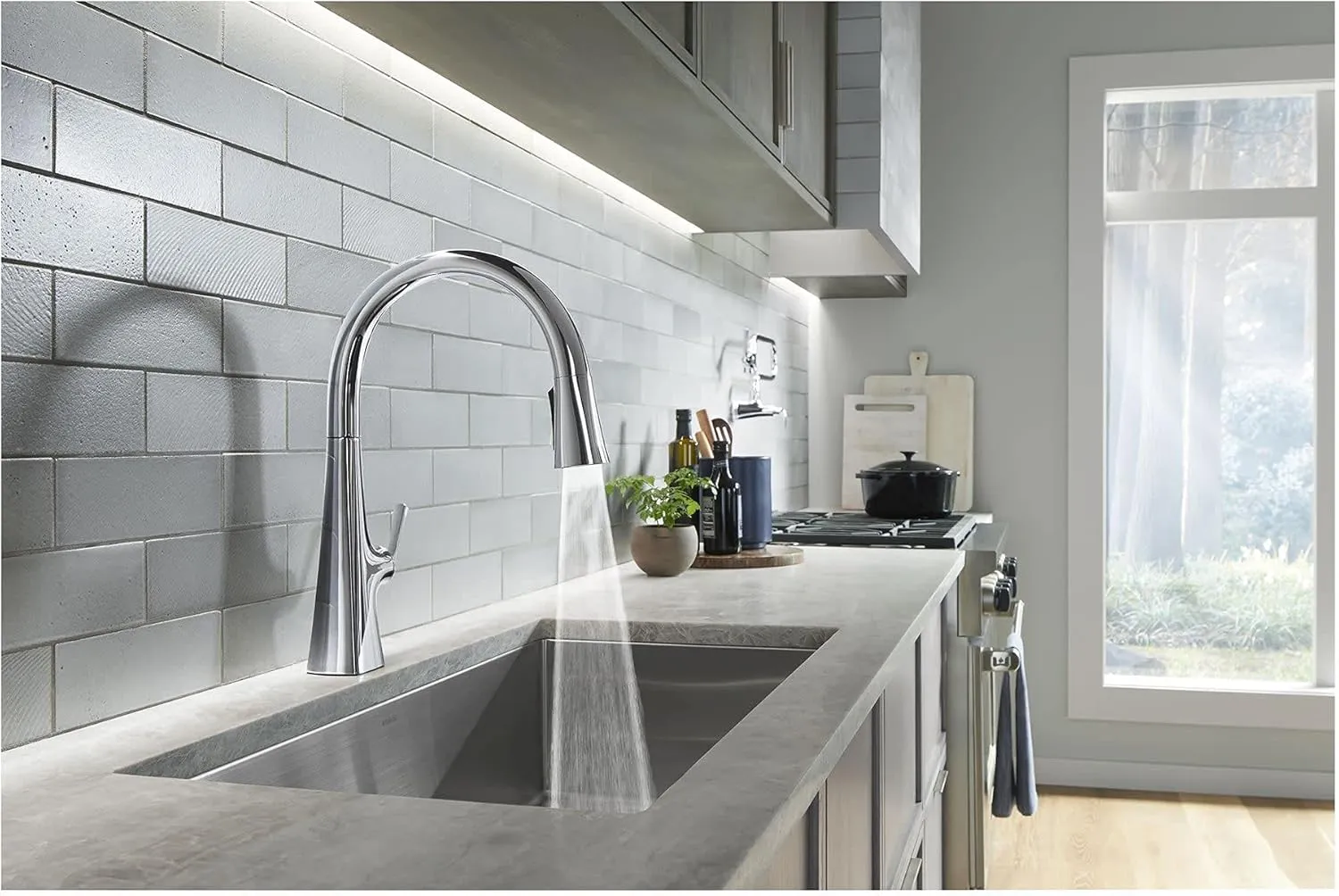 Kohler 22068-WB-CP Graze Touchless Smart Voice Control, Kitchen Sink Faucet Konnect, Polished Chrome