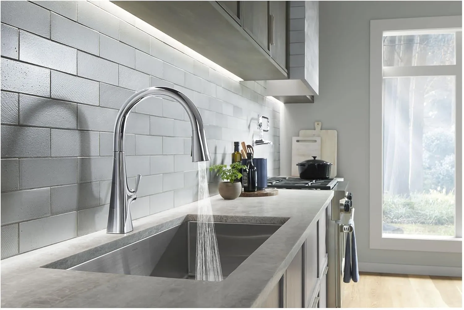 Kohler 22068-WB-CP Graze Touchless Smart Voice Control, Kitchen Sink Faucet Konnect, Polished Chrome