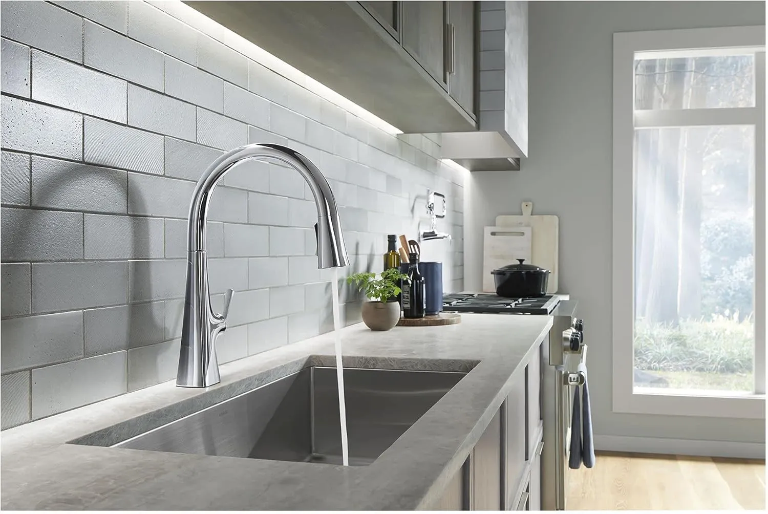 Kohler 22068-WB-CP Graze Touchless Smart Voice Control, Kitchen Sink Faucet Konnect, Polished Chrome
