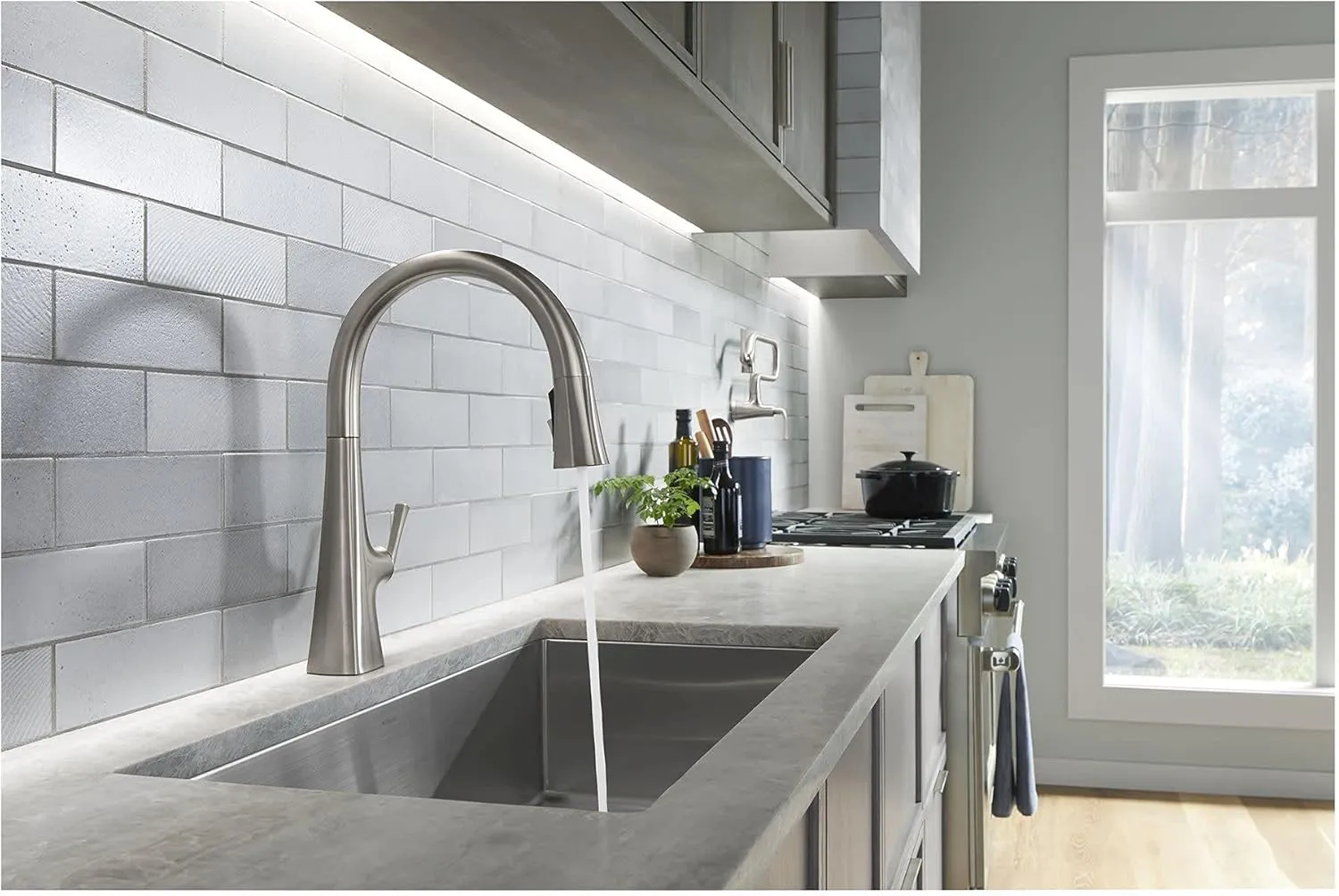 Kohler 22068-WB-CP Graze Touchless Smart Voice Control, Kitchen Sink Faucet Konnect, Polished Chrome