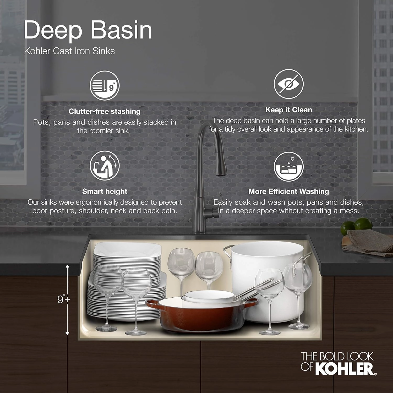 KOHLER Whitehaven Farmhouse Smart Divide Self-Trimming Undermount Apron Front Double-Bowl Kitchen Sink with Tall Apron, 35-1/2-Inch x 21-9/16-Inch, Dune (K-6427-NY)