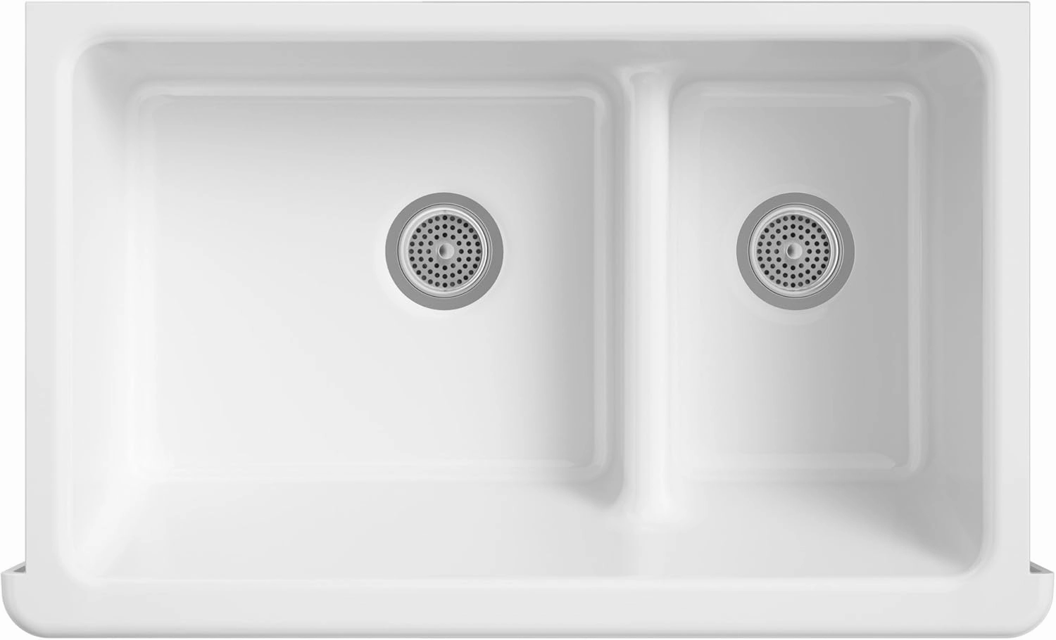 KOHLER Whitehaven Farmhouse Smart Divide Self-Trimming Undermount Apron Front Double-Bowl Kitchen Sink with Tall Apron, 35-1/2-Inch x 21-9/16-Inch, Dune (K-6427-NY)
