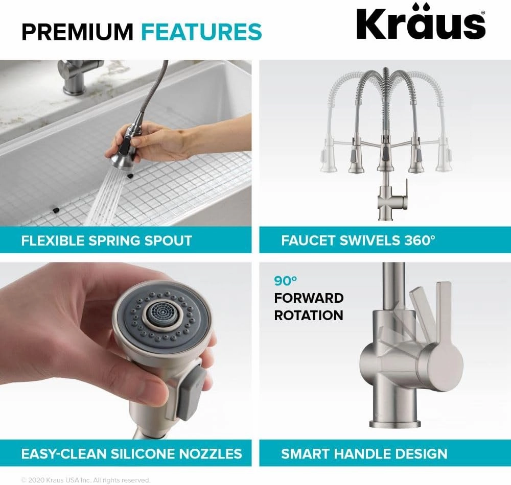 KRAUS Britt 2nd Gen Commercial Style Pull-Down Single Handle Kitchen Faucet in Brushed Brass, KPF-1691BB