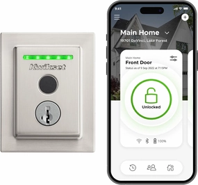 Kwikset Halo Touch Fingerprint Wi-Fi Smart Lock, Keyless Entry Door Low Profile Deadbolt, Geofence Auto-Unlock, Grade AAA Certified, No Hub Easy Install, Satin Nickel Lifetime Finish Warranty, Square