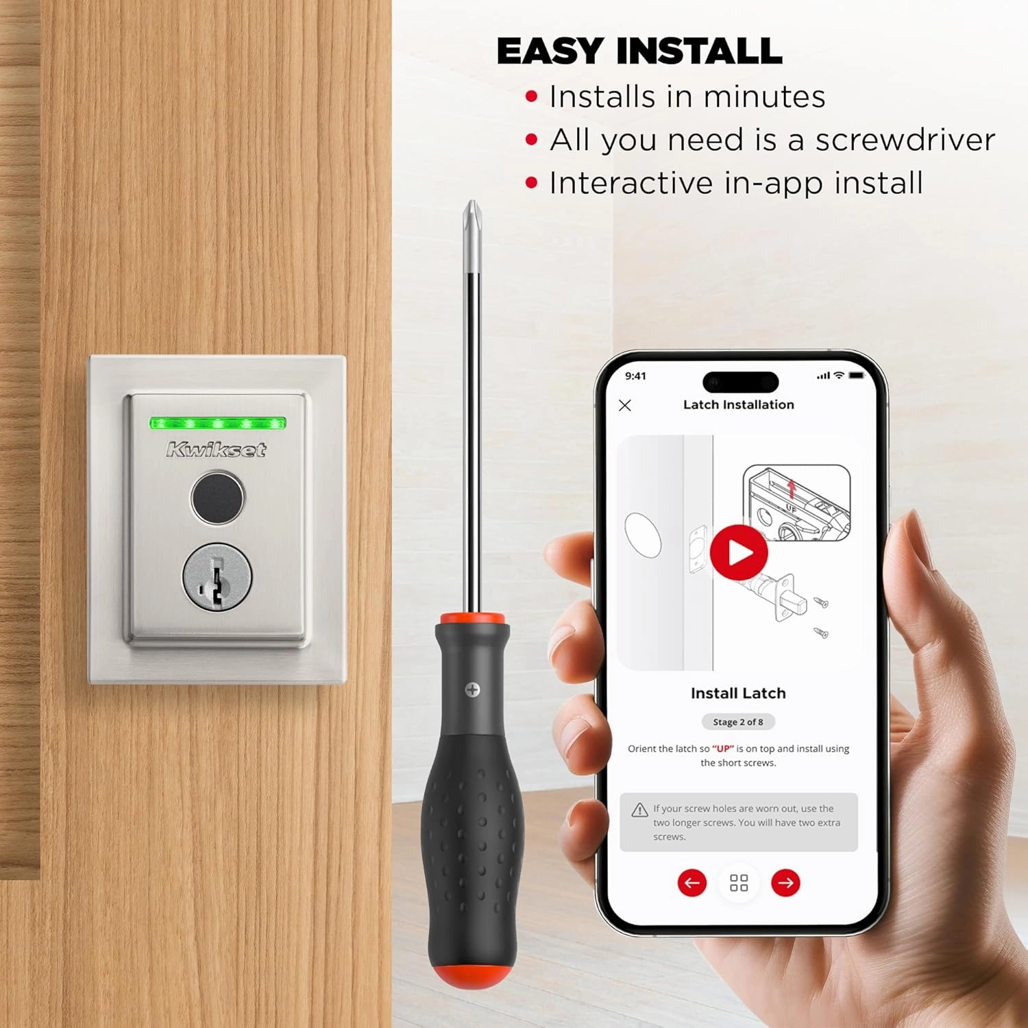 Kwikset Halo Touch Fingerprint Wi-Fi Smart Lock, Keyless Entry Door Low Profile Deadbolt, Geofence Auto-Unlock, Grade AAA Certified, No Hub Easy Install, Satin Nickel Lifetime Finish Warranty, Square