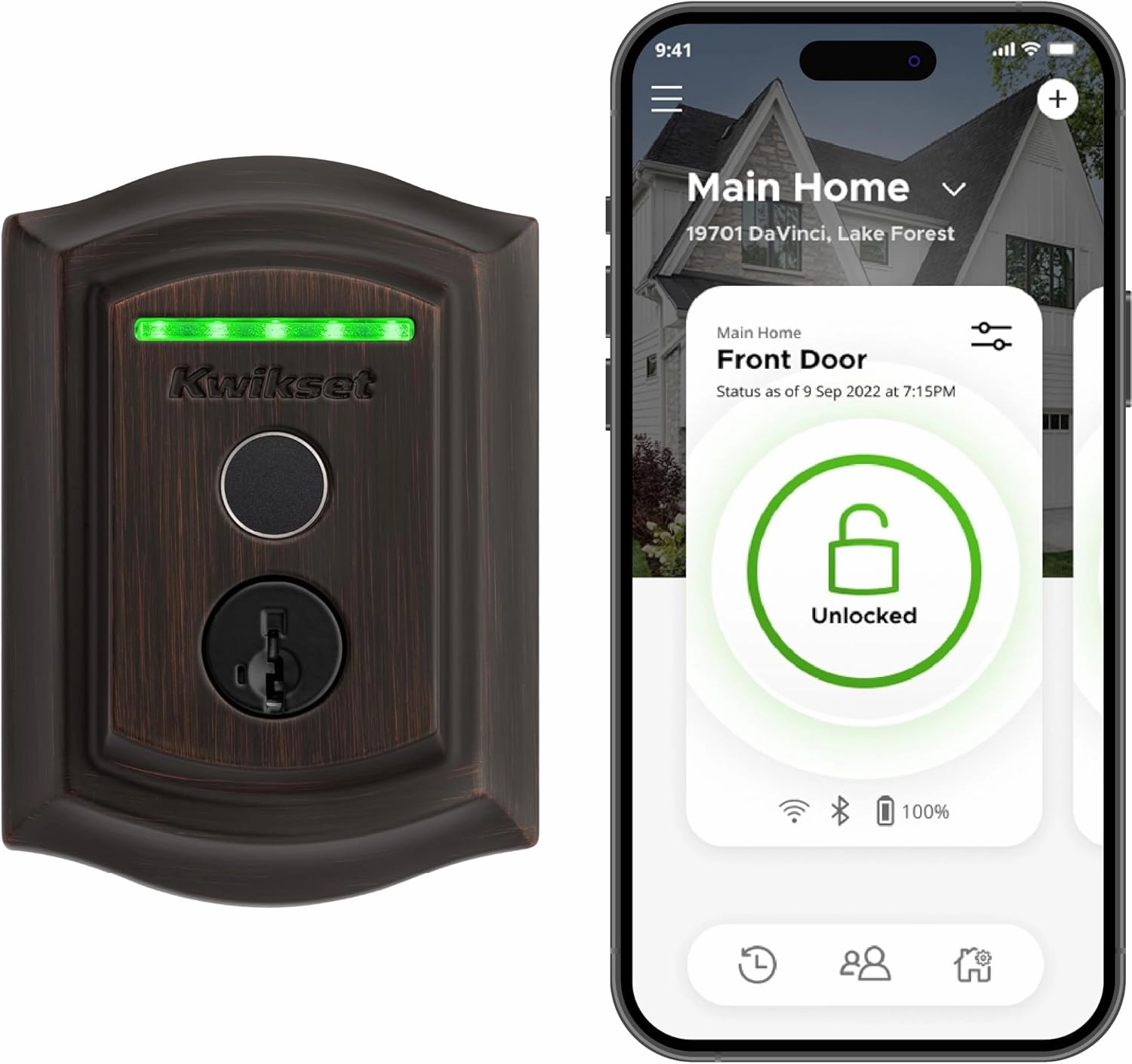 Kwikset Halo Touch Fingerprint Wi-Fi Smart Lock, Keyless Entry Door Low Profile Deadbolt, Geofence Auto-Unlock, Grade AAA Certified, No Hub Easy Install, Venetian Bronze Lifetime Finish Warranty, Arch