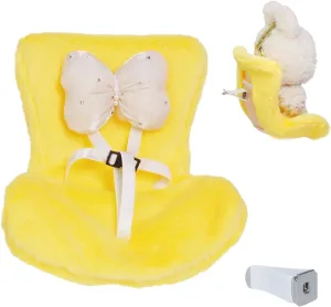 Labu Doll Car Seat Accessories – Safety Travel Carrier for 17cm Vinyl Toys (Fits LABU/Blythe/BJD/Pullip) | Kawaii Miniature Car Ride & Display Stand | Cute Collectible Figure Case（Yellow）