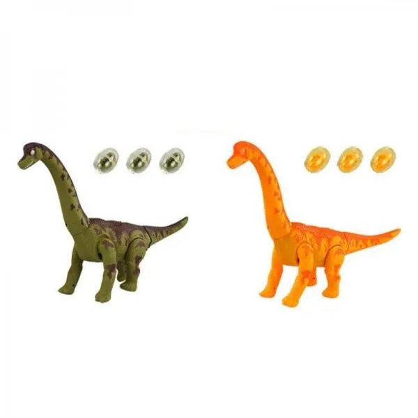 Large Size Brachiosaurus Lays Eggs Walking Dinosaur Battery Operated Toy with Sound Light Projection Function - Orange
