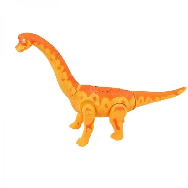 Large Size Brachiosaurus Lays Eggs Walking Dinosaur Battery Operated Toy with Sound Light Projection Function - Orange