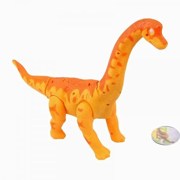 Large Size Brachiosaurus Lays Eggs Walking Dinosaur Battery Operated Toy with Sound Light Projection Function - Orange