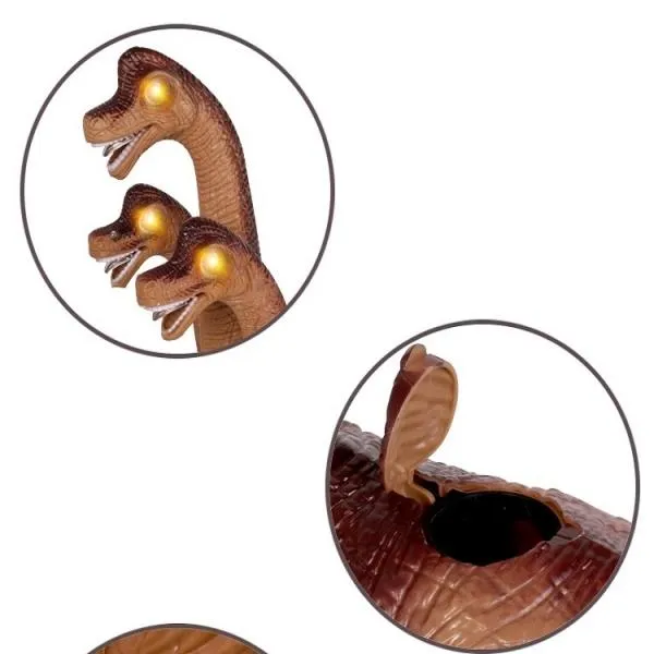Lays Eggs Brachiosaurus Dinosaur Battery Operated Toy with Sound Light Projection Function - Brown