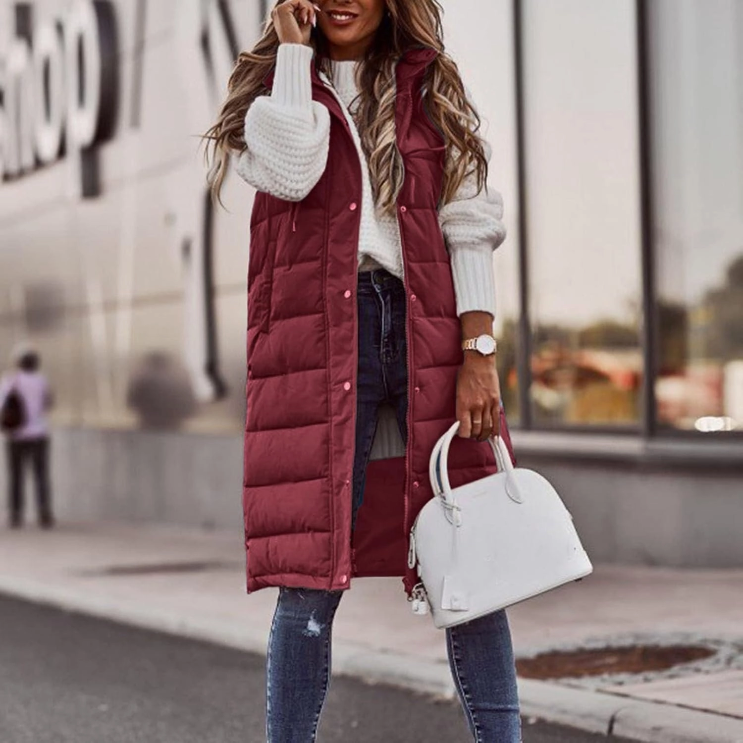 LCMTWX Womens Cardiagn Womens Winter Short Vest Lightweight Sleeveless Warm Jacket Down Vest Padded Vest Check Coat