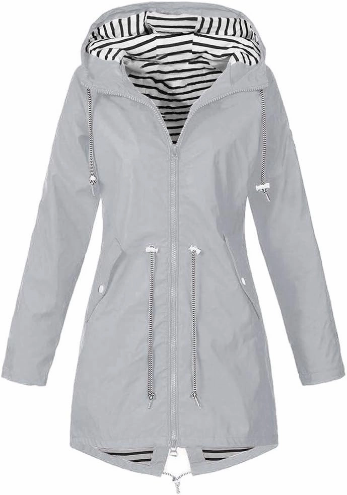 LCMTWX Womens rain coat winter Waterproof Windproof Outdoor Coat Plus Women's Coat Windbreaker Trench Coat Rain Jacket