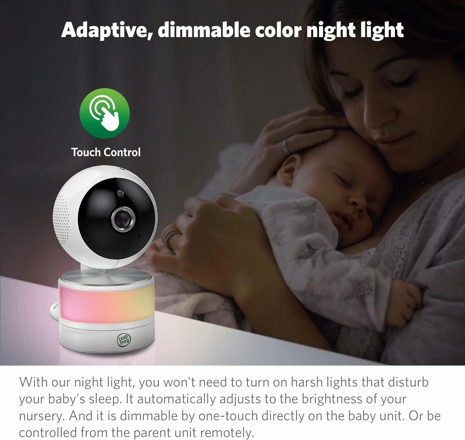 LeapFrog LF915-2HD Baby Monitor, 2 Cameras, 5” 720p Screen, 360° Pan-Tilt-Zoom, Color Night Vision, Night Light, Two-Way Intercom, Secured Transmission No WiFi